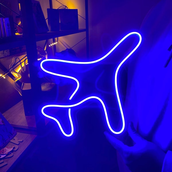 Plane Neon Sign Light, Airplane Decoration Flex Silicone LED Neon Sign, Neon Lights Personalized Gifts,  Plane Neon Sign, Plane Wall Decor
