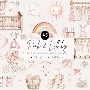 Soft Pink Baby Clipart Set - Baby Essentials, Baby-Dusche-Dekorationen, Neugeborenen Kinderzimmer Dekor, Geburtsanzeige Designs, Baby Journal, png