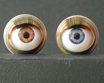 10 Small Size 10 Blinking Sleeping Open Close Doll Eyes with Lashes - 6 Brown Eyes, 4 Grey Eyes - Lot 1