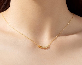 18K Solid Gold Family Birthstone Necklace, Birthstone Gift, Christmas Gift, Gift For Her, Gift for Mom, Birthday Gift, Birthstone Jewelry