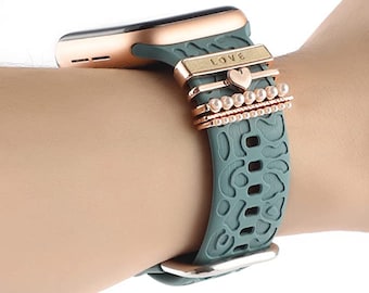 Unique Design Band for Apple Watch Bands With Gold Bee 38/40/41/42/44/45/49mm Women, Silicone Strap iWatch Series SE/9/8/7/6/5 Gift For Her