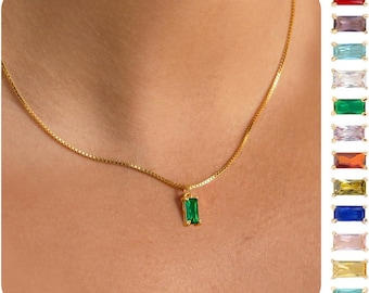 18K Solid Gold Family Birthstone Necklace, Birthstone Gift, Christmas Gift, Bridesmaid Gift, Gift for Mom, Birthday Gift, Birthstone Jewelry
