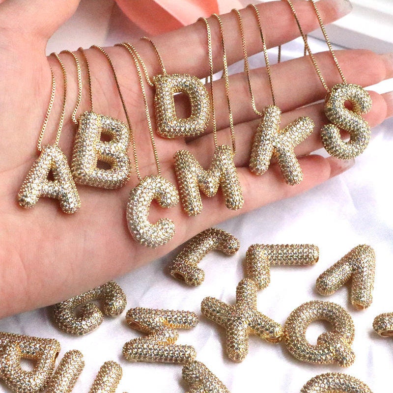 Bubble Letter Necklace Tennis Chain Etsy