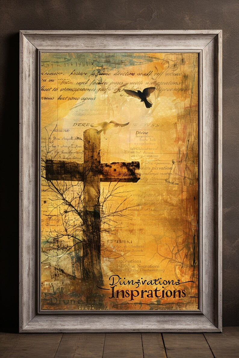 Christian Wall Art Jesus & Cross Digital Print, Printable Religious