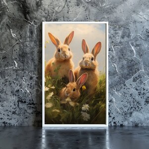 vintage bunny art, floral art prints, wall art print, gifts, fall wall decor, digital art prints, digital downloads, wall art print
