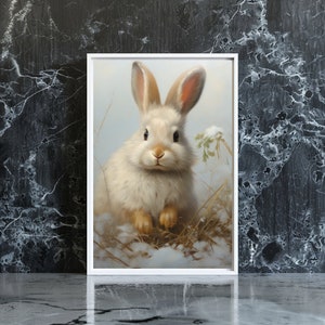 vintage bunny art, floral art prints, wall art print, gifts, fall wall decor, digital art prints, digital downloads, wall art print