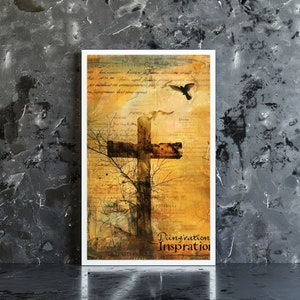 Christian Wall Art - Jesus & Cross Digital Print, Printable Religious Decor, Inspirational Housewarming Gift, Jesus Art Printable, Wall Arts