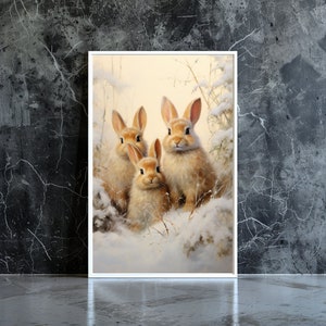vintage bunny art, floral art prints, wall art print, gifts, fall wall decor, digital art prints, digital downloads, wall art print
