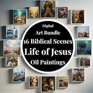 Leben von Jesus Ölgemälde Bibel Kunst Bibel Wohnkultur religiöse Wand Dekor druckbare christliche digitale Download Kunst Bundle druckbare