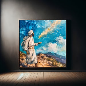 Israelite in Egypt Manna from Heaven Painting Digital Print Art Bible Story Exodus Wall Art Home Decor Christian Art Digital Download