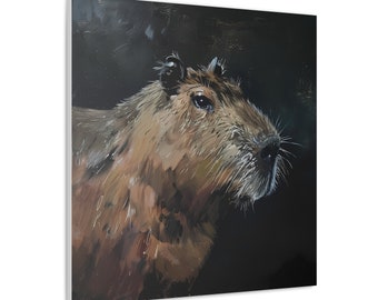 Pintura de retrato de capivara impressa em tela quadrada A nobre capivara