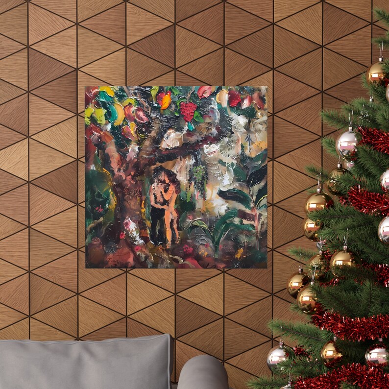 Adam and Eve Poster: Tree of Life, Garden of Eden Art - Etsy