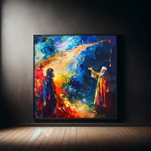 Fiery Conflagration Prophet Elijah Baal Standoff Painting Digital Print Biblical Art Spiritual Printable Digital Download