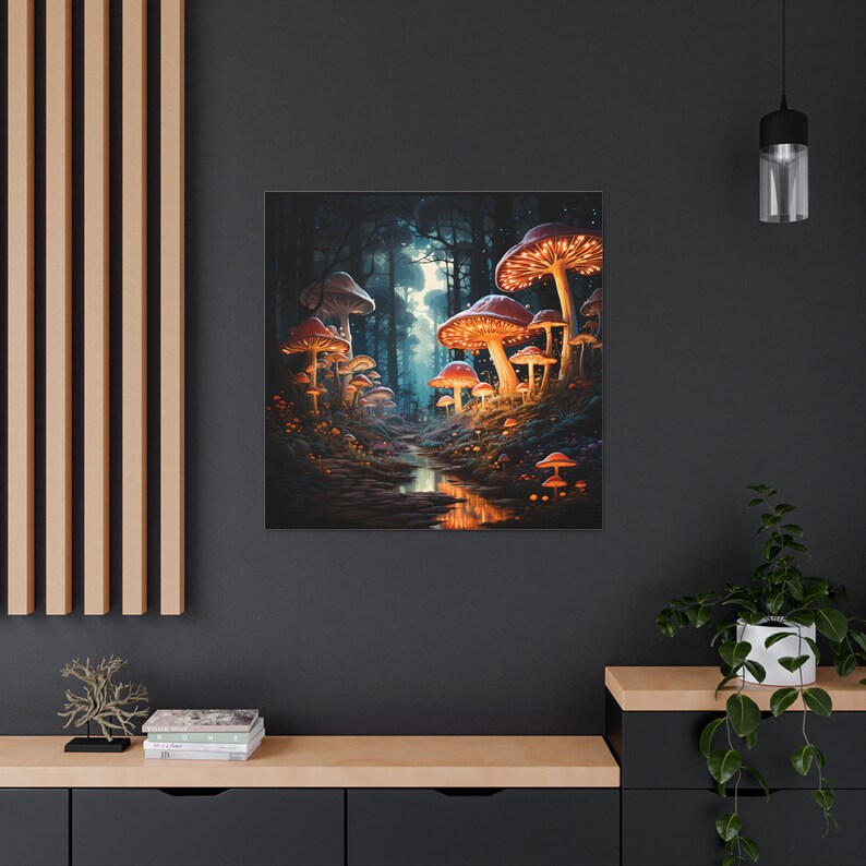 Psychedelic Mushroom Forest Canvas Print, Fantasy Landscape Wall Art - Etsy