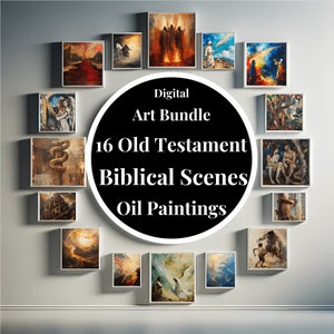 Old Testament Bible Art Oil Paintings Bundle Art Bible Home Decor Religious Wall Decor Printable Digital Download