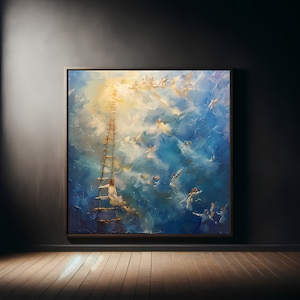 Jacob&#39;s Ladder Angels Painting Digital Print Bible Art Biblical Painting Printable Digital Download