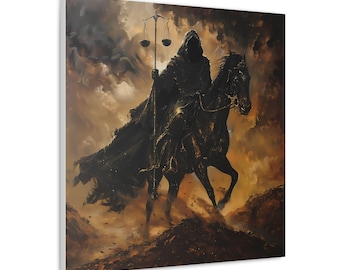 Black Horseman of the Apocalypse Canvas Print: Bible Art