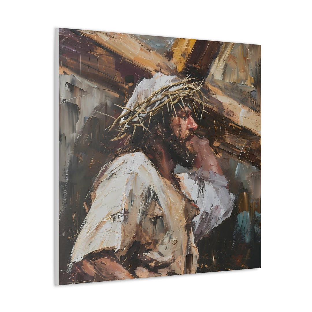 Jesus Carrying The Cross Oil Painting Printed On Square Canvas Life Of Il 1080xN.5928837984 Rxl0