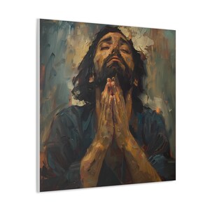 Jesus in Prayer Canvas Print: Christian Religious Art Decor