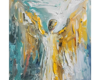 Poster d'art ange pastel : peinture à l'huile biblique vintage