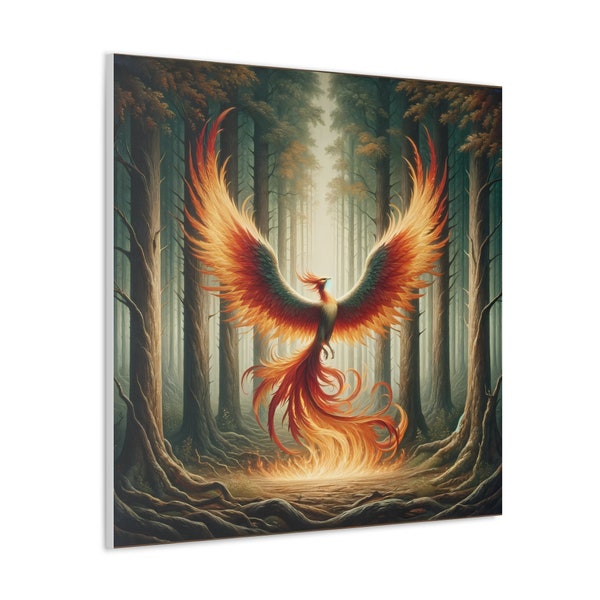 Phoenix Painting Printed on Canvas Phoenix Wall Art Phoenix Decor Fantasy Mythical Art Rebirth Phoenix Rising Canvas Print