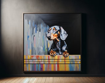 Dachshund, pintura, estampa animal, para impressão, arte de parede, decoração de casa, download digital