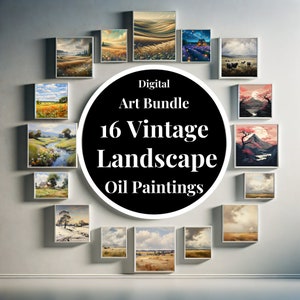 Landscape Paintings Bundle Classic Scenery Painting Digital Wall Art Oil Painting Landscape Scenery Printable Painting Digital Download