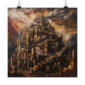 Tower of Babel Poster: Vintage Biblical Art Print