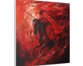 Red Horseman of Apocalypse Canvas Print: Biblical War Art