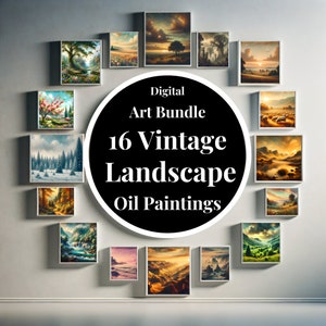Vintage Landscape Oil Paintings Bundle Classic Scenic Art Collection Landscape Painting Wall Art Printable Art Digital Download