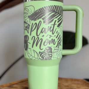 Plant mom mama 40oz Tumbler Cup Custom Designed Name Engraved Printed Personalized Gift For Her or Him in monstera plants garden gardening