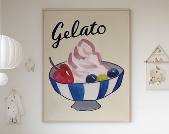 Gelato aquarel kwekerij Art Print: Italiaans ijs (digitale download)