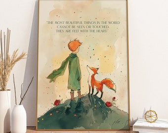 The Little Prince Quote Nursery Art, Nursery Decor, Kids Room Art, Nursery Art, The Little Prince Digital Art, Little Prince Fox Rose Art