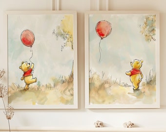 Winnie-The-Pooh Watercolor Nursery Art Prints (Digital Download)