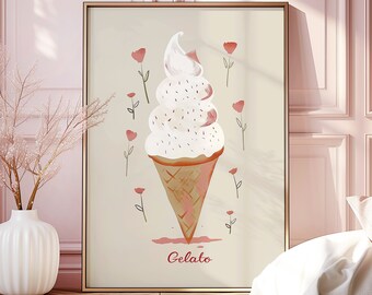 Gelato aquarel kwekerij Art Print: Italiaans ijs (digitale download)