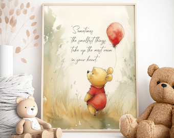 Winnie-The-Pooh Nursery Art, Nursery Decor, Neutral Nursery, Nursery Watercolor Art, Inspiration, Nursery Art, Animal Digital Art, Pooh Bear
