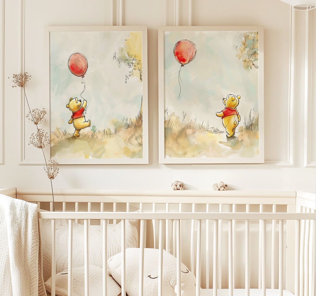 Winnie-the-pooh Duo Nursery Art, Nursery Decor, Neutral Nursery ...