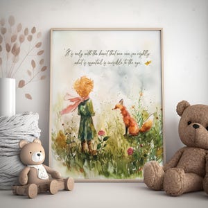 The Little Prince Nursery Art, Nursery Decor, Nursery Watercolor Art, Nursery Art, The Little Prince Digital Art, Little Prince Fox Quote