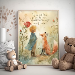The Little Prince Nursery Art, Le Petit Prince, French, Nursery Decor, Nursery Watercolor Art, Nursery Art, The Little Prince Digital Art,