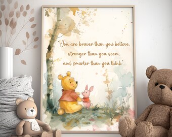 Winnie-The-Pooh Nursery Art: Watercolor Pooh & Piglet (Digital Download)