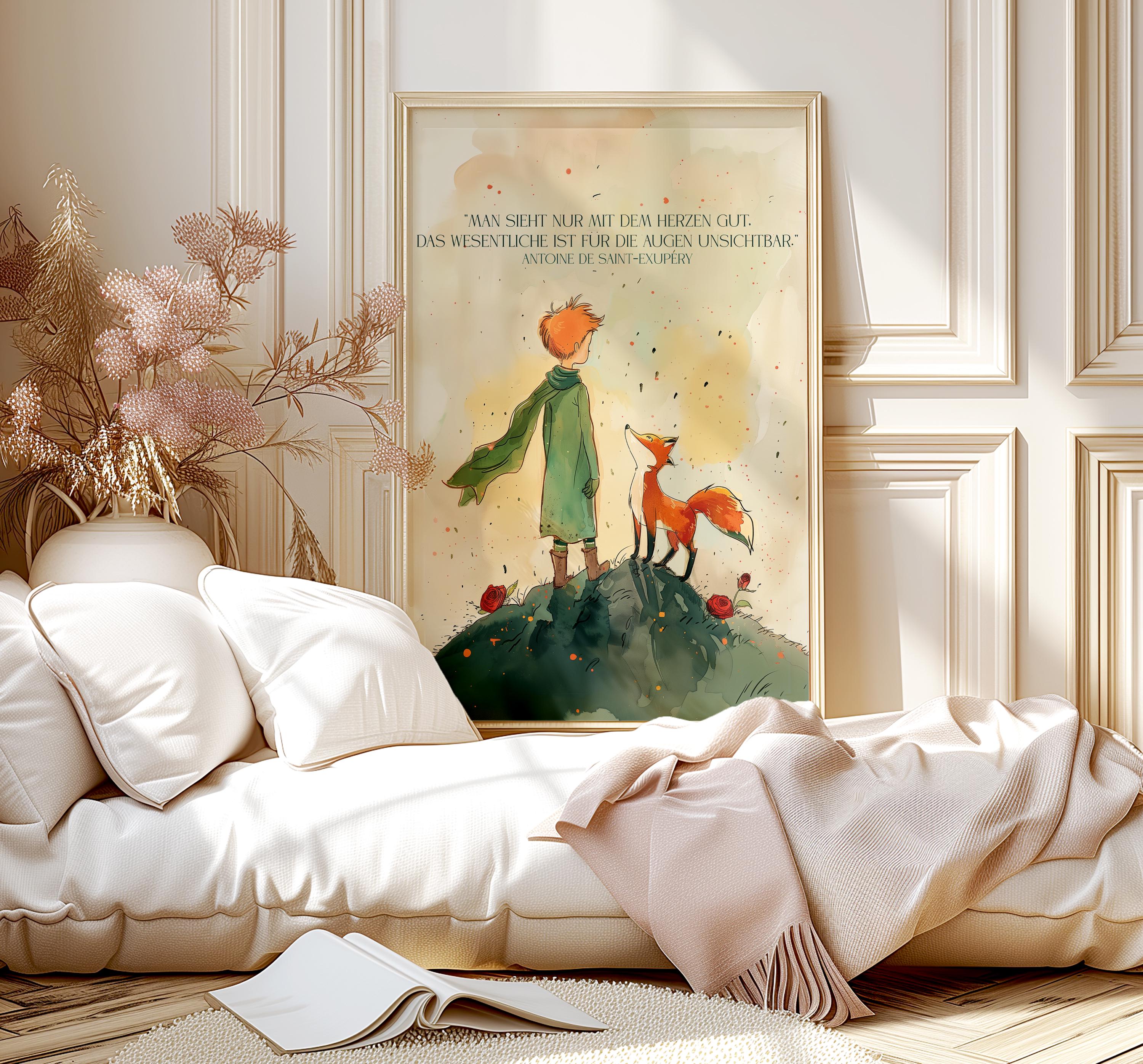 The Little Prince Nursery Art: Watercolor Fox and Rose (digital ...