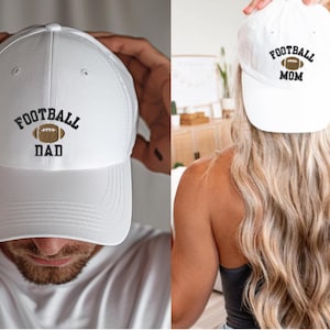 Customizable Football Mom or Dad Embroidered Hat, Personalized Team Name & Player Number, Perfect Gift for Football Parents, Adjustable Cap