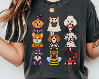 Comfort Colors® Halloween Dog Shirt, Fall T-Shirt, Spooky Season TShirt, Dog Lover Halloween Gift, Spooky Season Dog Shirt Treat O treat