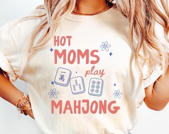 Comfort Colors® Hot Moms Play Mahjong Shirt, Funny Mom Mahj Tee, Mahjong Social Club, Mahjong Lover Gift, Crak Dot Bam, Game Night T-Shirt
