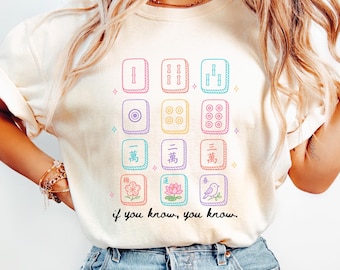 Comfort Colors® Mahjong Tiles T-shirt, Funny Mahj Tee, Mahjong Social Club, Mahjong Lover Gift, Crack Dot Bam, Game Night T-Shirt