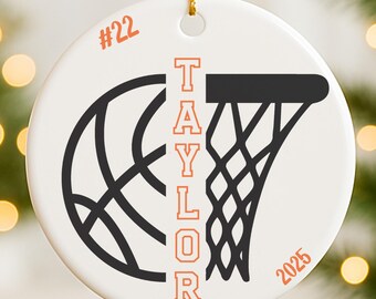 Personalized Basketball Ornament, Custom Name Christmas Ornament, Basketball Player Gift, Basketball Coach Gift, Basketball Team Ornament