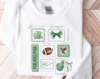 Coquette Eagles Crewneck Sweatshirt, Doodle Football t-shirt, Game Day tee, Girly Football Shirt, Gift for Philadelphia Fan, Kid Football