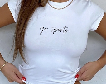 Go Sports Crop Top, Fun Baby Tee for Sports Fans, Game Day Shirt, Women Sports Tee, Y2K 90s Style Top, Cute Sports T-Shirt, Football Season