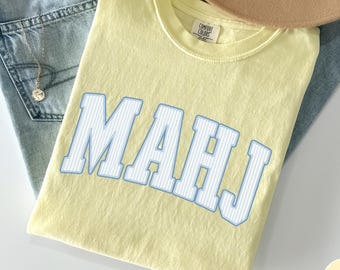 Comfort Colors® Mahjong with Mah Girls Shirt, Funny Mahj Tee, Mahjong Social Club, Mahjong Lover Gift, Crack Dot Bam, Game Night T-Shirt