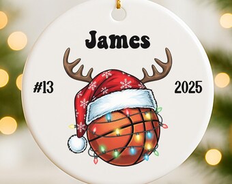Personalized Basketball Ornament, Custom Name Christmas Ornament, Basketball Player Gift, Basketball Coach Gift, Basketball Team Ornament